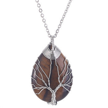 Soul Drop Edelstein-Pendant Detail Drahtgeflecht und Rohstein