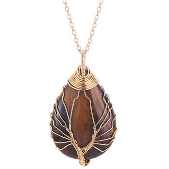 Soul Drop Kristall-Anhänger Obsidian handgewickelt Naturschmuck