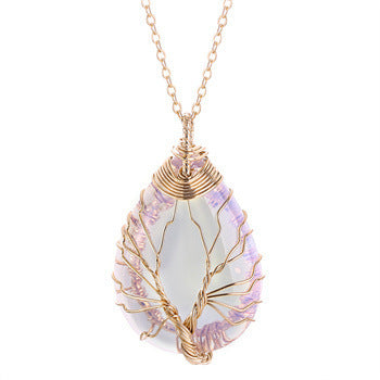 Soul Drop Kristall-Schmuck Aventurin mit Lebensbaum-Drahtkunst